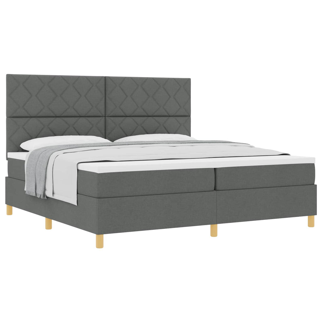vidaXL Łóżko sprężynowe z materacem Ciemnoszary 200 x 200 cm tkanina