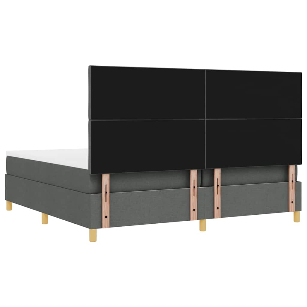 vidaXL Łóżko sprężynowe z materacem Ciemnoszary 200 x 200 cm tkanina