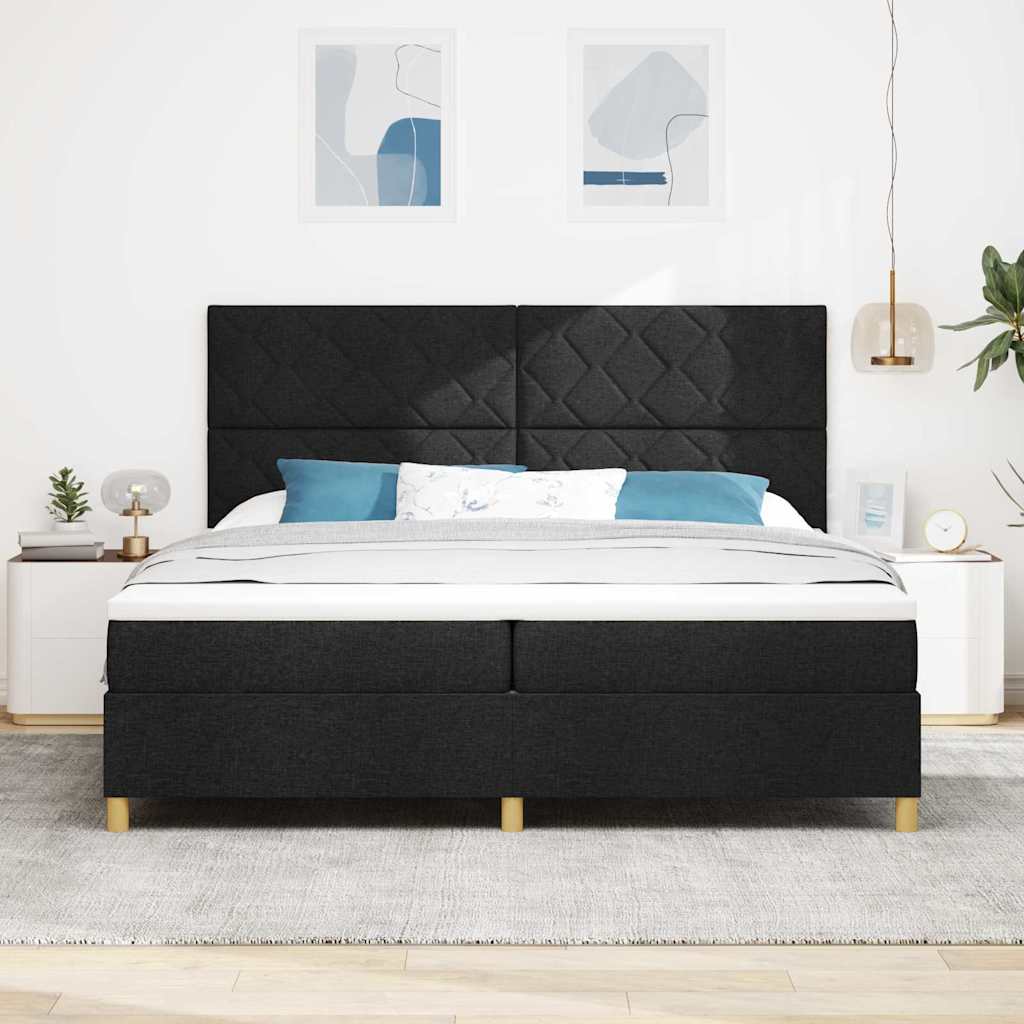 vidaXL Łóżko sprężynowe z materacem Czarny 200 x 200 cm tkanina