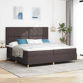 vidaXL Łóżko sprężynowe z materacem Ciemny brąz 200 x 200 cm tkanina