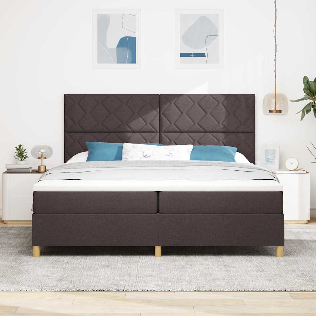 vidaXL Łóżko sprężynowe z materacem Ciemny brąz 200 x 200 cm tkanina