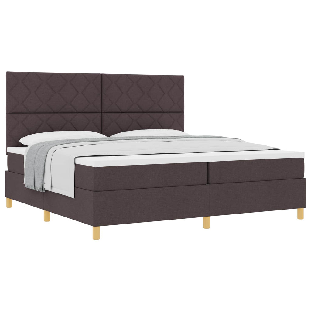 vidaXL Łóżko sprężynowe z materacem Ciemny brąz 200 x 200 cm tkanina