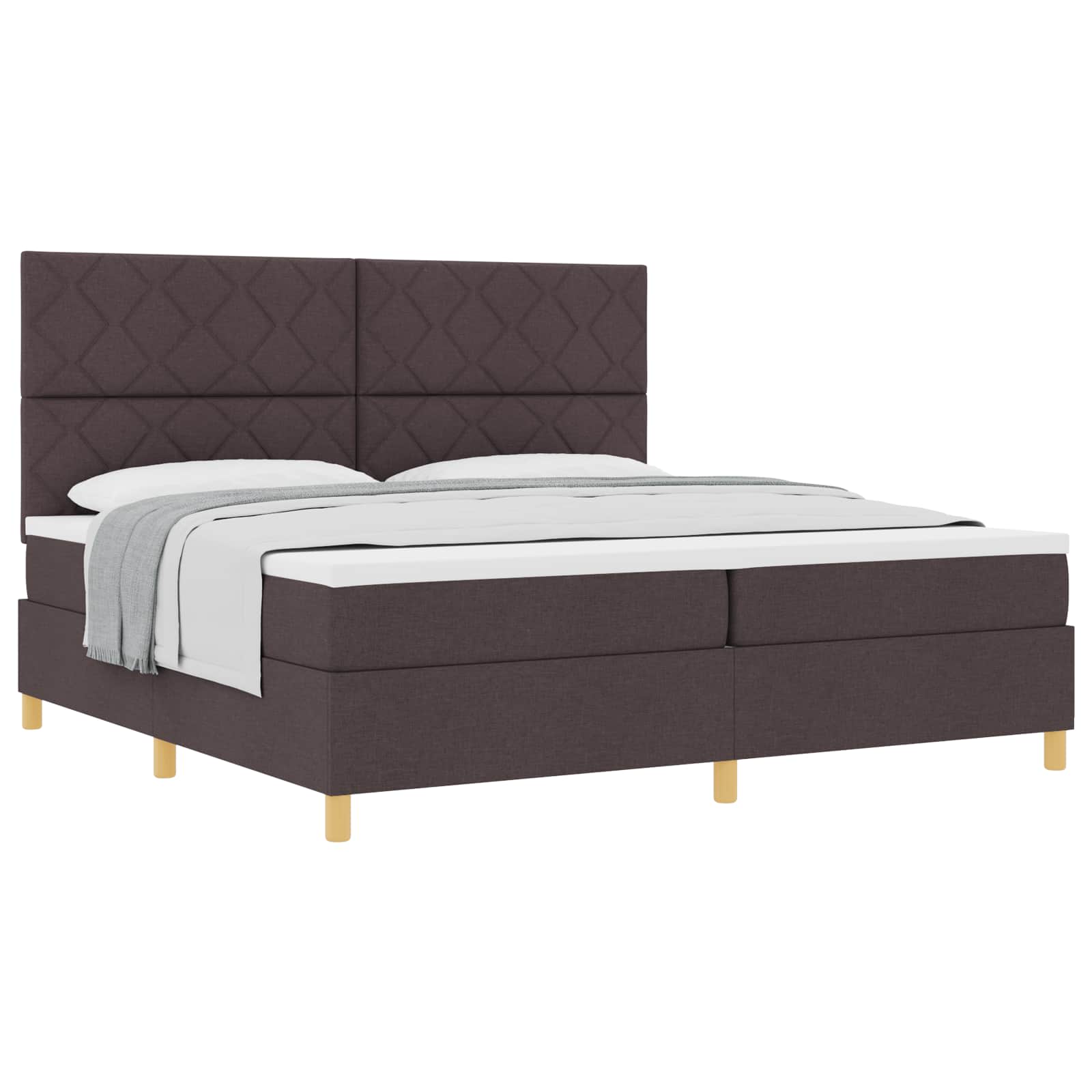 vidaXL Łóżko sprężynowe z materacem Ciemny brąz 200 x 200 cm tkanina