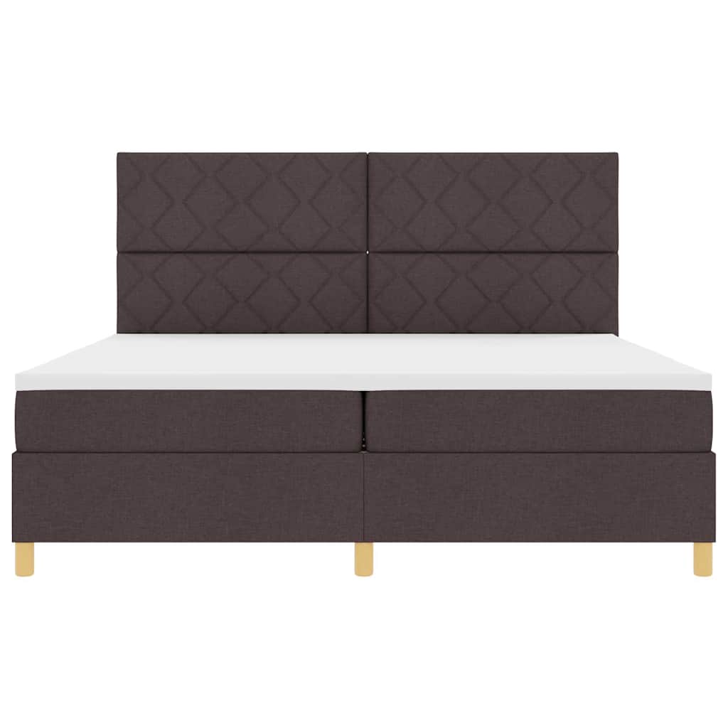 vidaXL Łóżko sprężynowe z materacem Ciemny brąz 200 x 200 cm tkanina