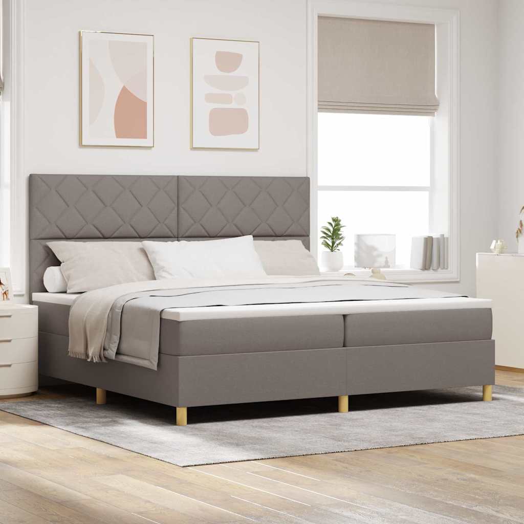 vidaXL Łóżko sprężynowe Z zagłówkiem Ciemnoszary 200 x 200 cm tkanina
