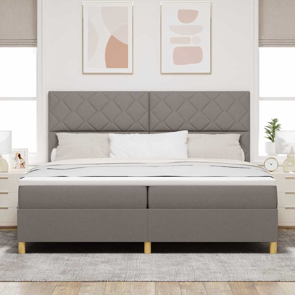 vidaXL Łóżko sprężynowe Z zagłówkiem Ciemnoszary 200 x 200 cm tkanina