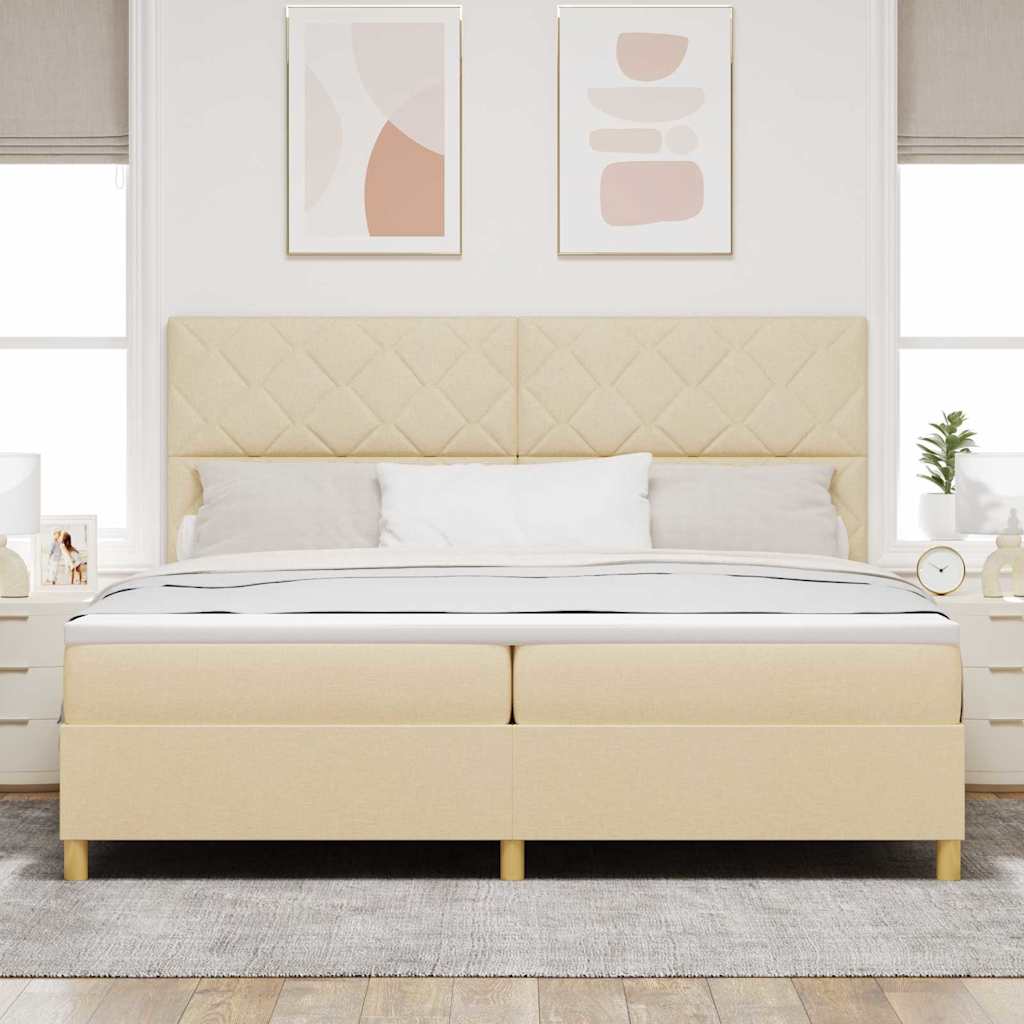 vidaXL Łóżko sprężynowe z materacem Kremowy 200 x 200 cm tkanina