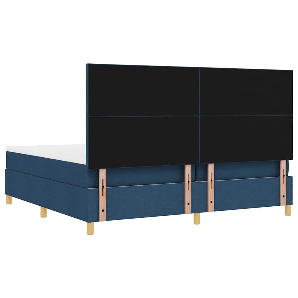 vidaXL Łóżko sprężynowe z materacem Niebieski 200 x 200 cm tkanina