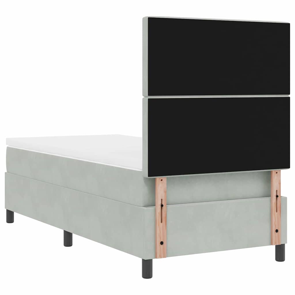vidaXL Łóżko sprężynowe z materacem Jasnoszary 90 x 200 cm Aksamit