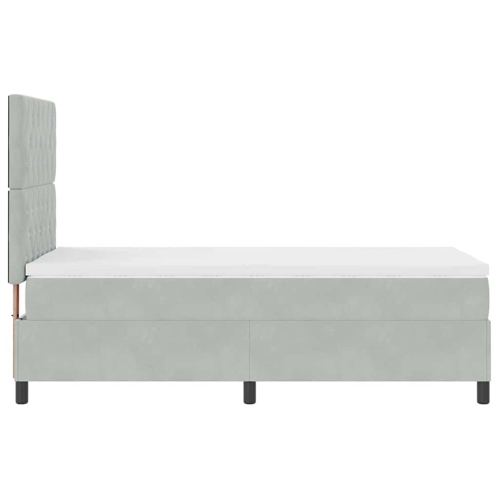 vidaXL Łóżko sprężynowe z materacem Jasnoszary 90 x 200 cm Aksamit