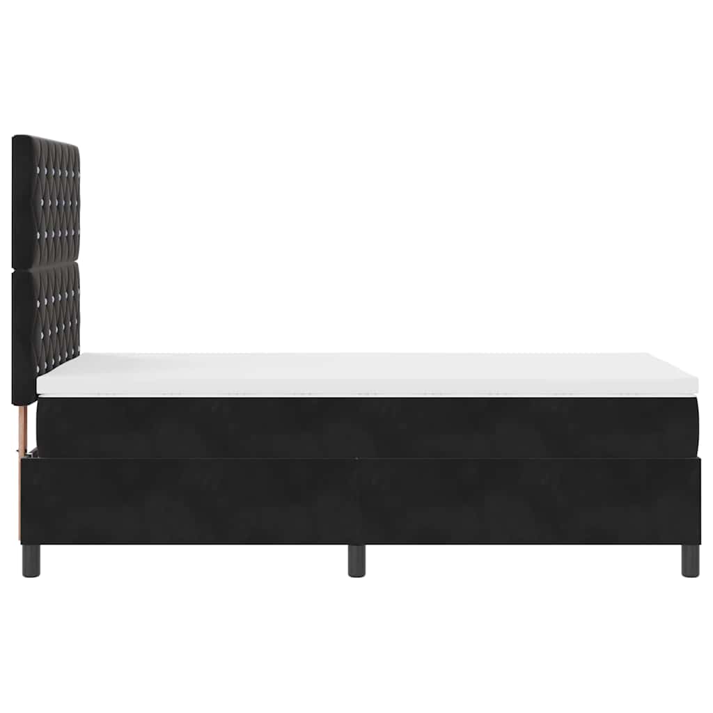 vidaXL Łóżko sprężynowe z materacem Czarny 90 x 200 cm Aksamit