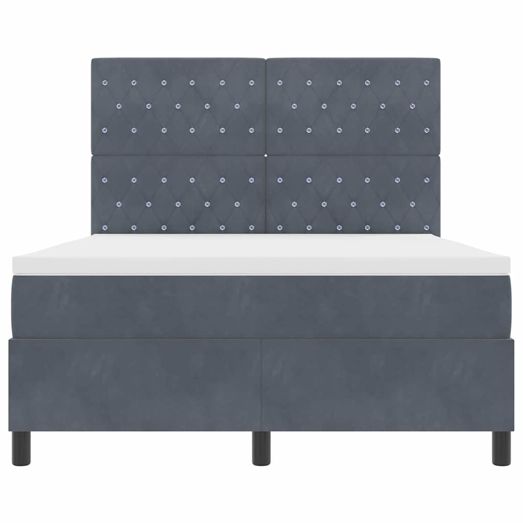 vidaXL Łóżko sprężynowe z materacem Ciemnoszary 140 x 190 cm Aksamit