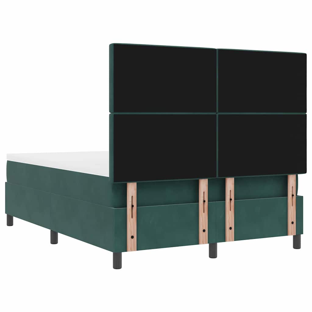 vidaXL Łóżko sprężynowe z materacem Ciemna zieleń 160 x 200 cm Aksamit