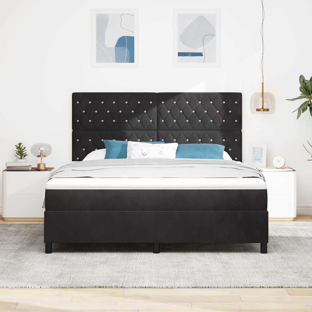 vidaXL Łóżko sprężynowe z materacem Czarny 180 x 200 cm Aksamit