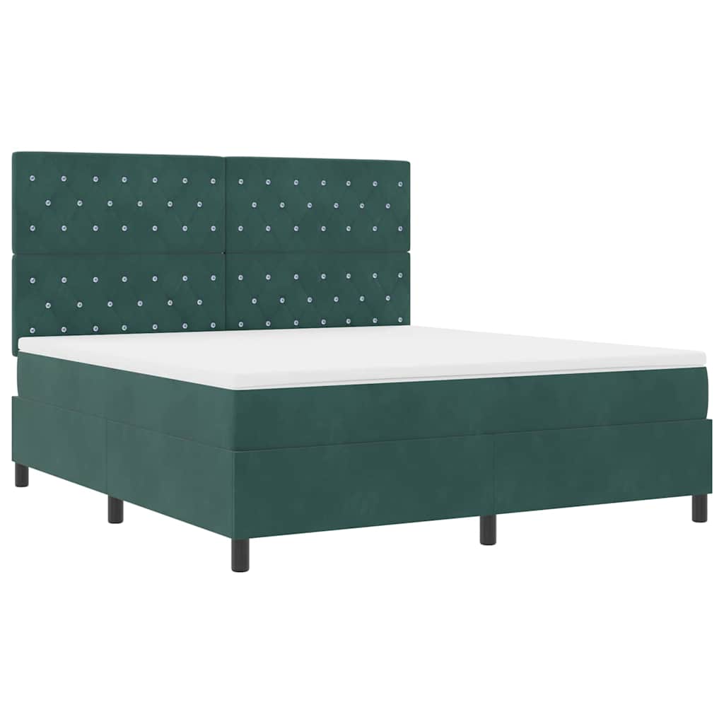 vidaXL Łóżko sprężynowe z materacem Ciemna zieleń 180 x 200 cm Aksamit