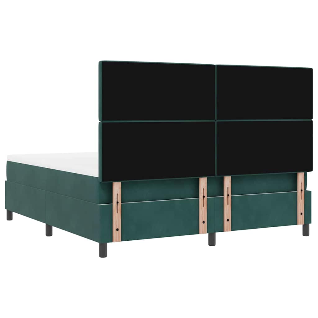 vidaXL Łóżko sprężynowe z materacem Ciemna zieleń 180 x 200 cm Aksamit