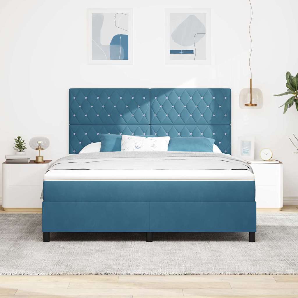 vidaXL Łóżko sprężynowe Ciemnoniebieski 180 x 200 cm Aksamit