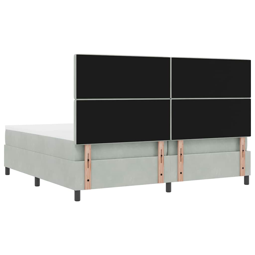 vidaXL Łóżko sprężynowe z materacem Jasnoszary 200 x 200 cm Aksamit