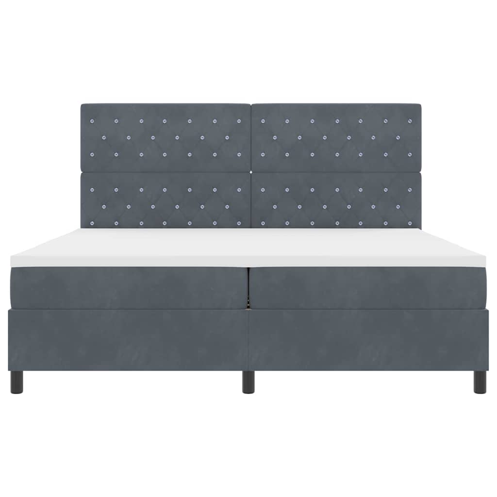 vidaXL Łóżko sprężynowe z materacem Ciemnoszary 200 x 200 cm Aksamit
