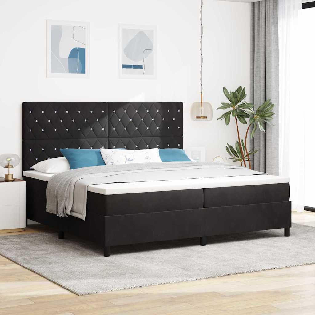 vidaXL Łóżko sprężynowe z materacem Czarny 200 x 200 cm Aksamit