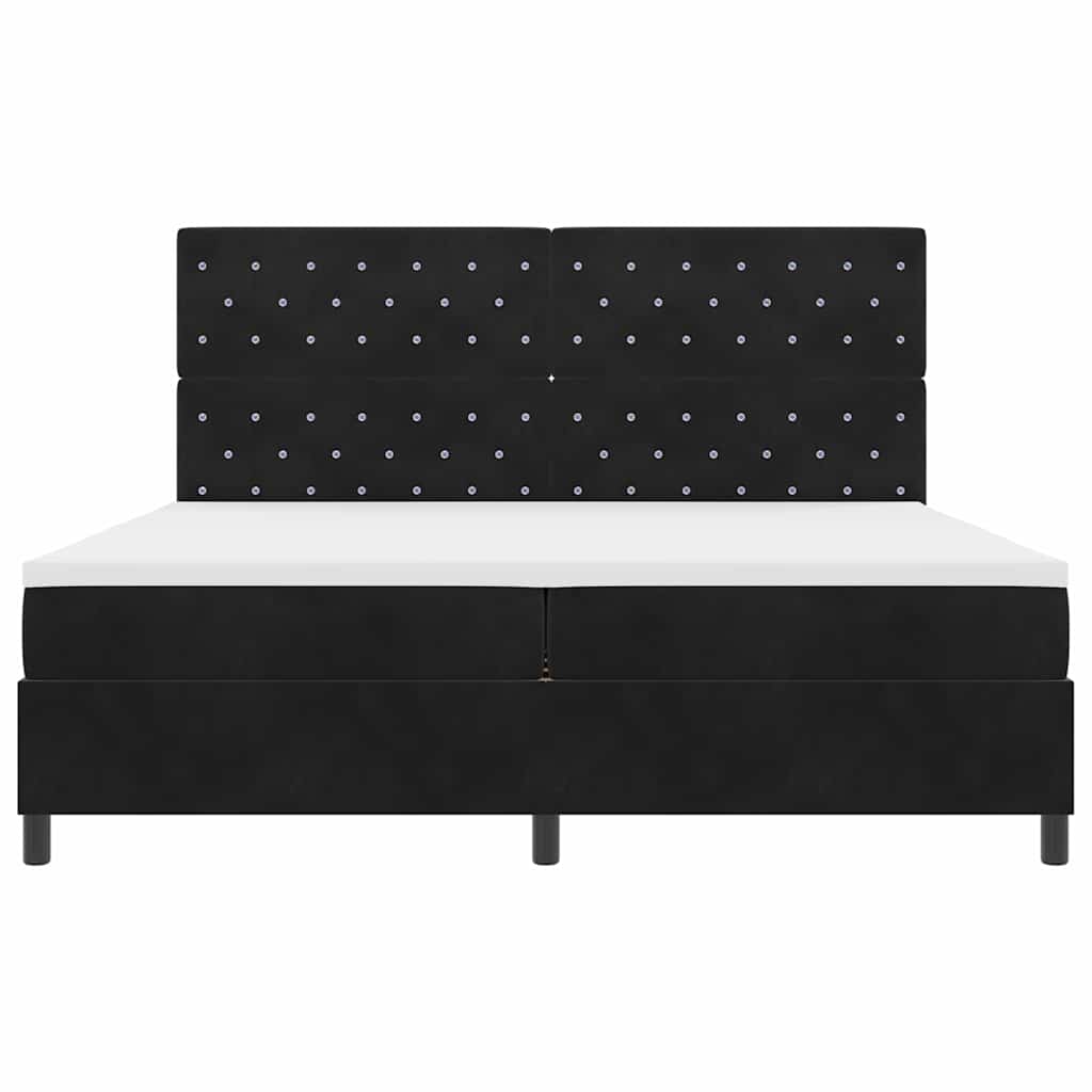 vidaXL Łóżko sprężynowe z materacem Czarny 200 x 200 cm Aksamit