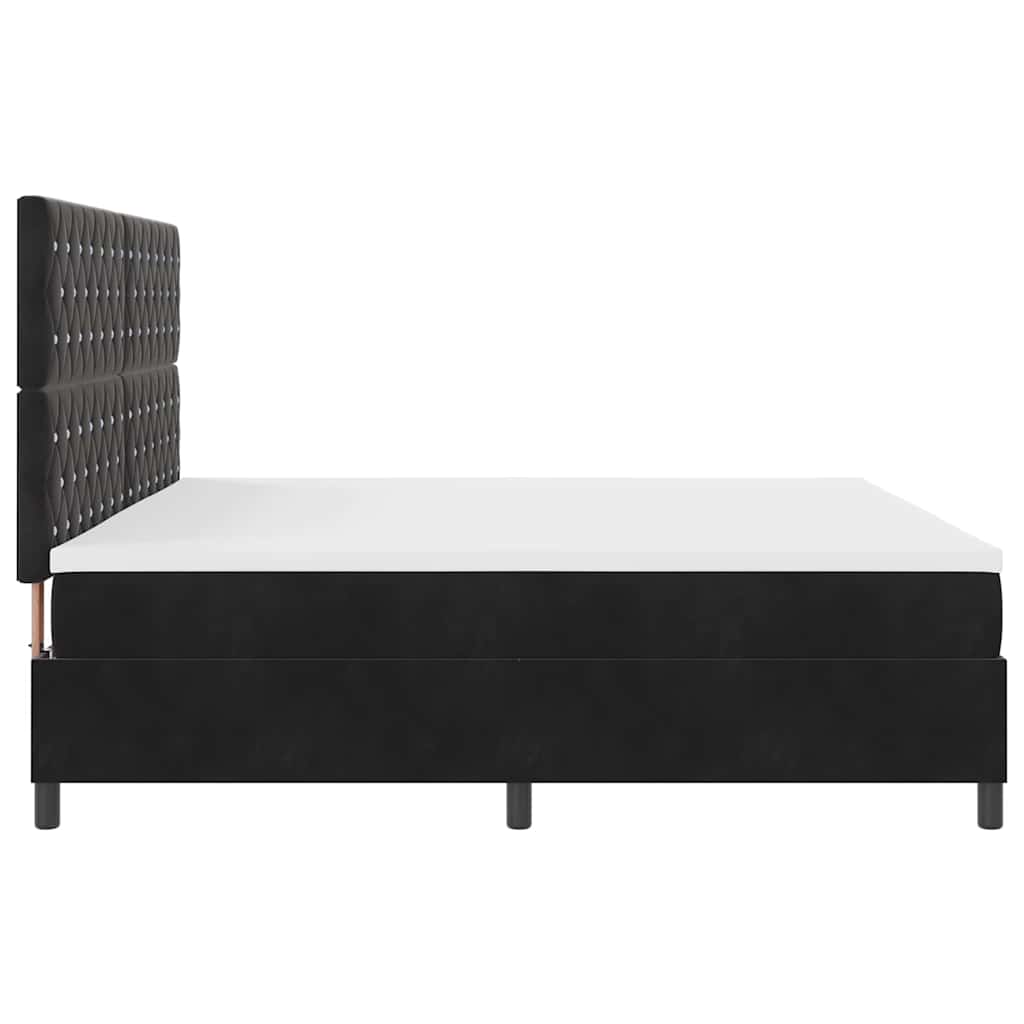 vidaXL Łóżko sprężynowe z materacem Czarny 200 x 200 cm Aksamit