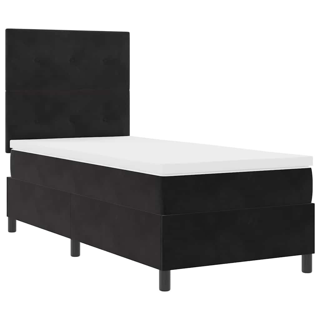vidaXL Łóżko sprężynowe z materacem Czarny 80 x 200 cm Aksamit