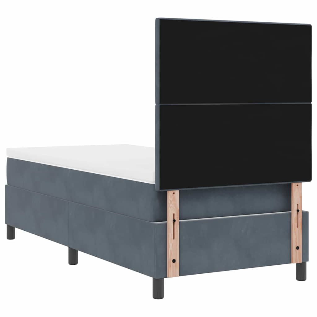 vidaXL Łóżko sprężynowe z materacem Ciemnoszary 90 x 190 cm Aksamit
