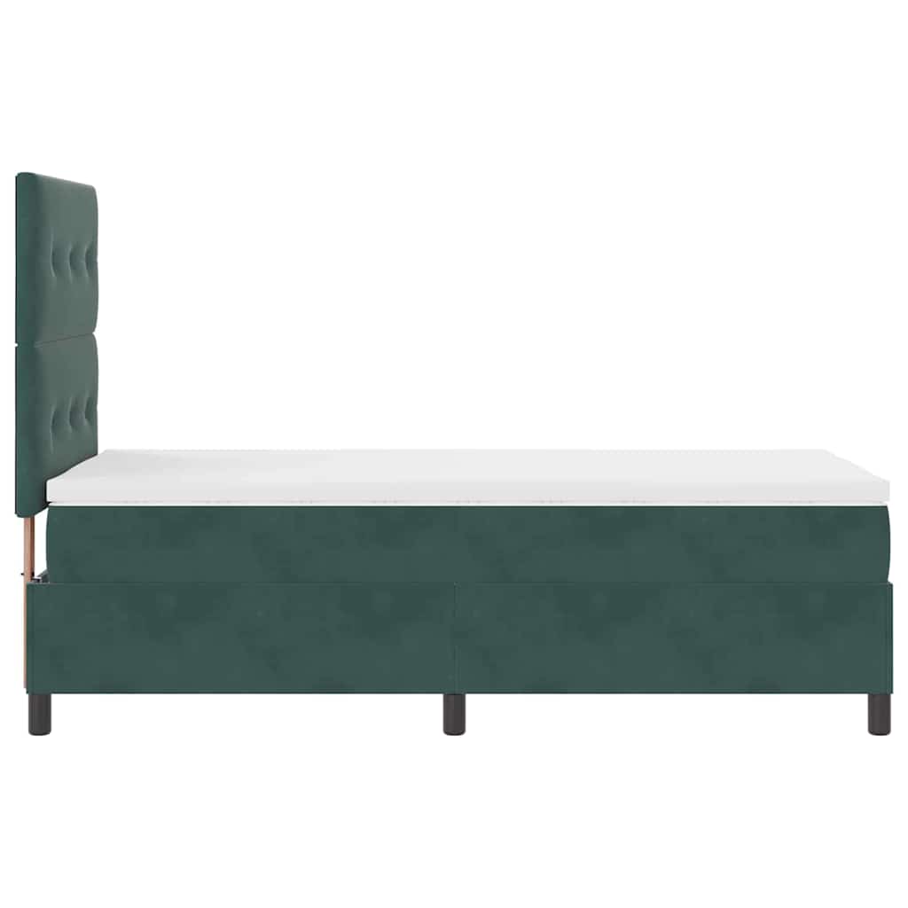 vidaXL Łóżko sprężynowe z materacem Ciemna zieleń 90 x 190 cm Aksamit