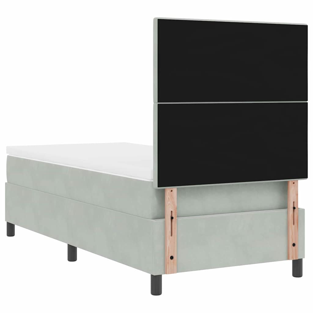 vidaXL Łóżko sprężynowe z materacem Jasnoszary 100 x 200 cm Aksamit