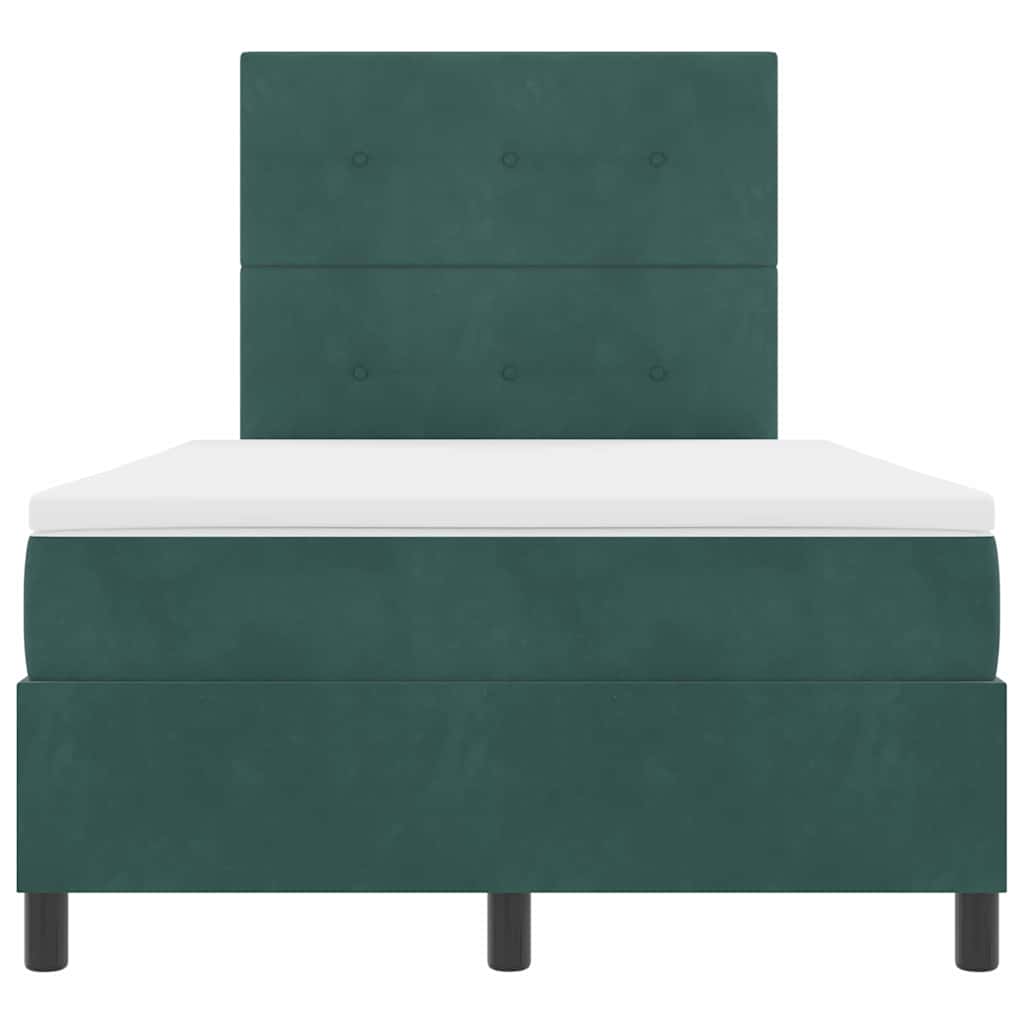 vidaXL Łóżko sprężynowe z materacem Ciemna zieleń 120 x 190 cm Aksamit