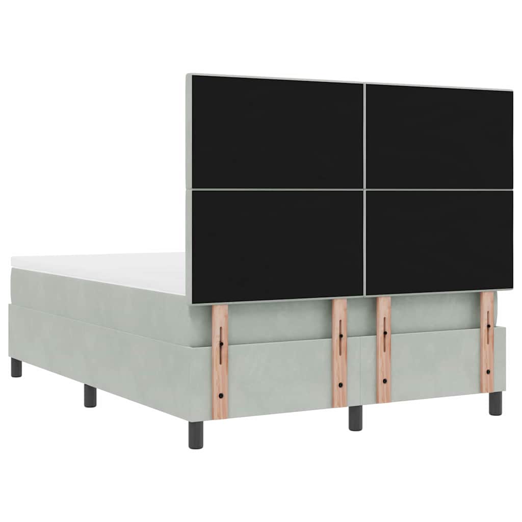vidaXL Łóżko sprężynowe z materacem Jasnoszary 140 x 190 cm Aksamit