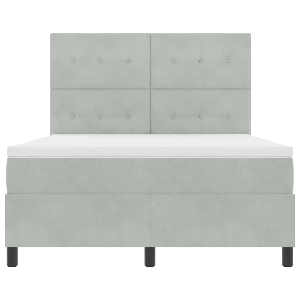 vidaXL Łóżko sprężynowe z materacem Jasnoszary 140 x 190 cm Aksamit