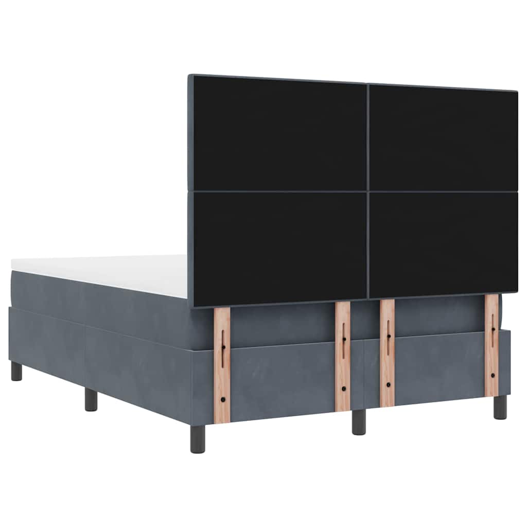 vidaXL Łóżko sprężynowe z materacem Ciemnoszary 140 x 190 cm Aksamit