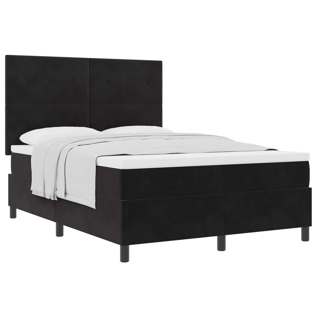 vidaXL Łóżko sprężynowe z materacem Czarny 140 x 190 cm Aksamit