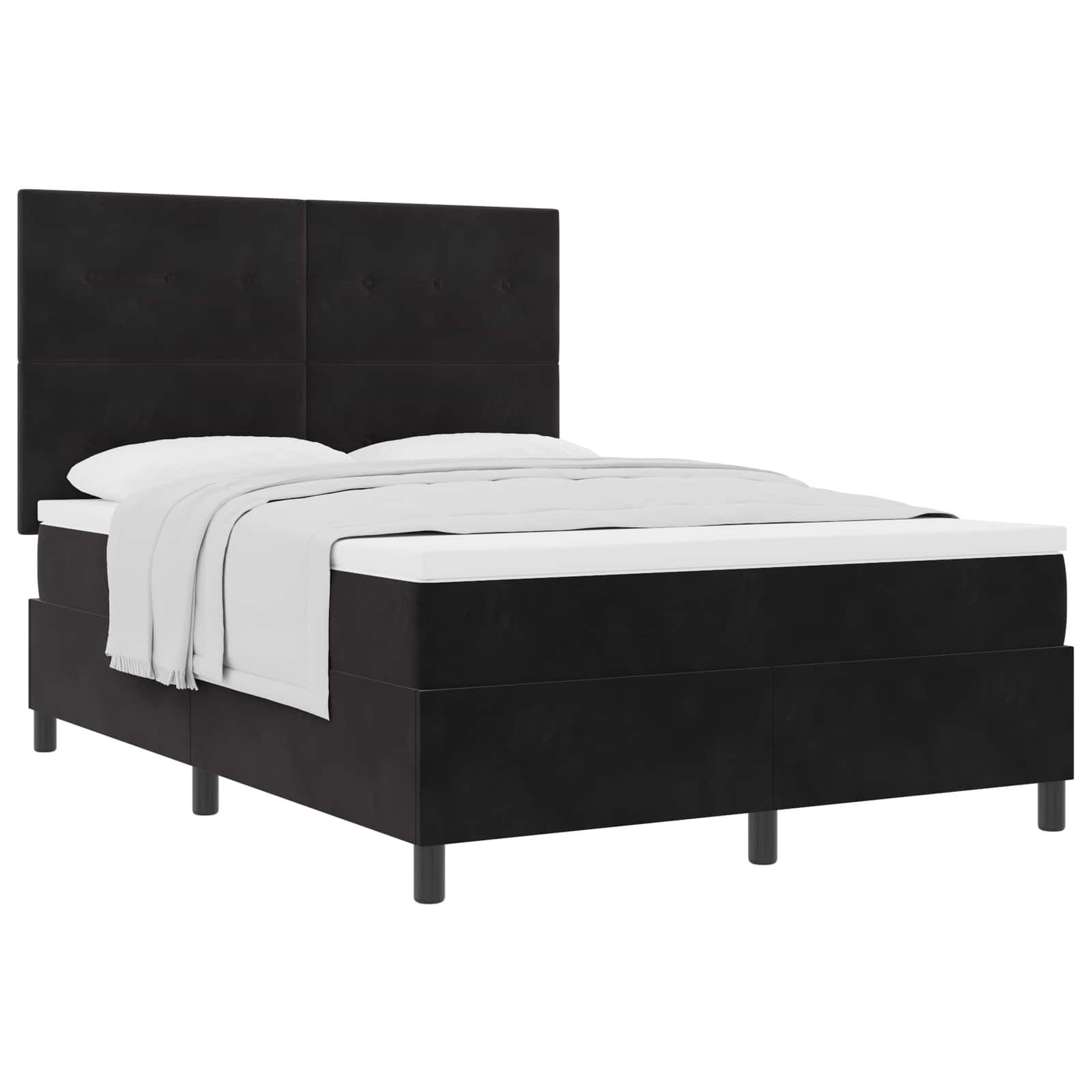 vidaXL Łóżko sprężynowe z materacem Czarny 140 x 190 cm Aksamit
