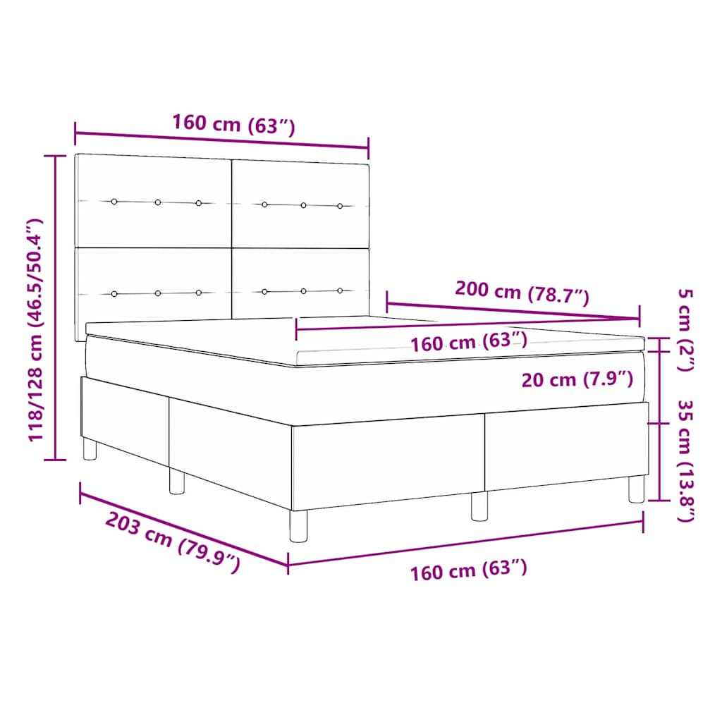 vidaXL Łóżko sprężynowe Ciemna zieleń 160 x 200 cm Aksamit