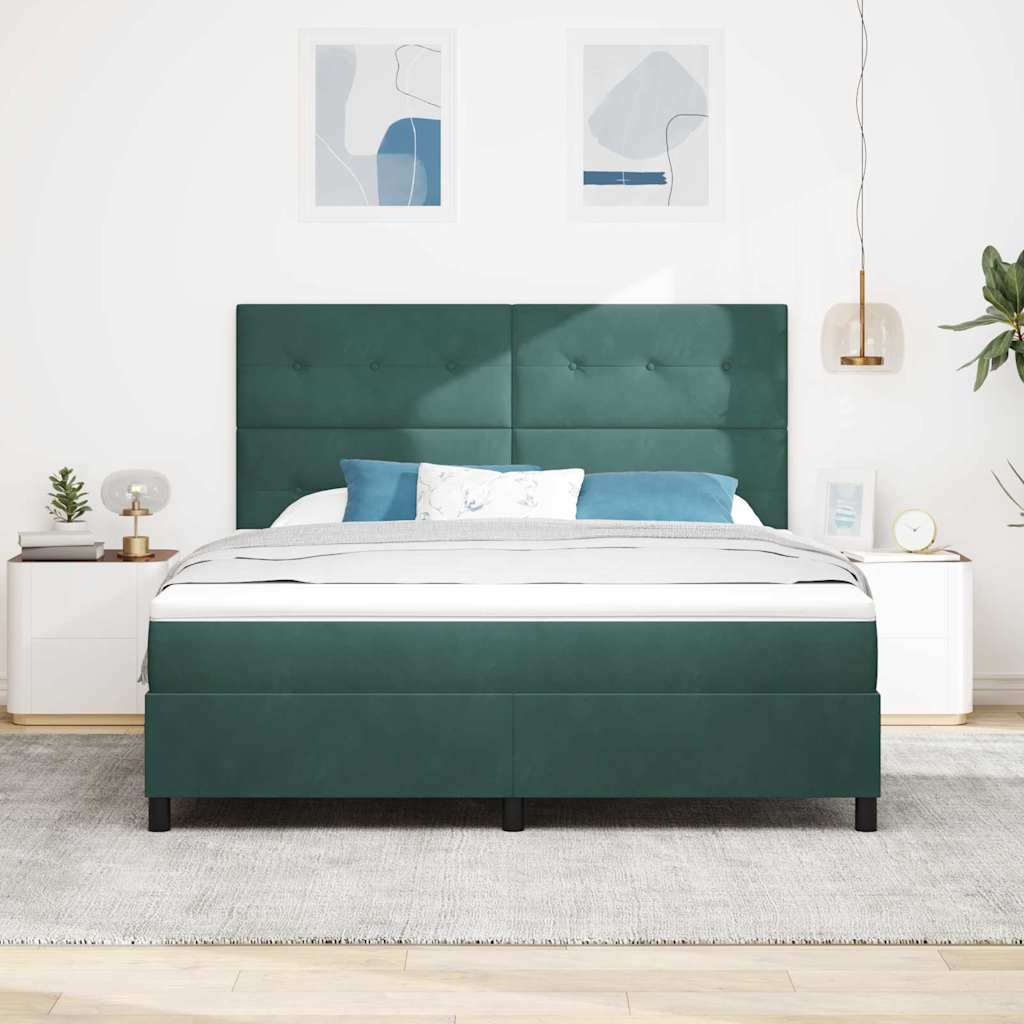 vidaXL Łóżko sprężynowe z materacem Ciemna zieleń 180 x 200 cm Aksamit