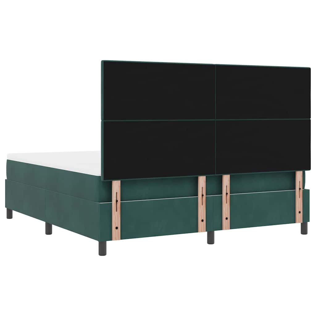 vidaXL Łóżko sprężynowe z materacem Ciemna zieleń 180 x 200 cm Aksamit
