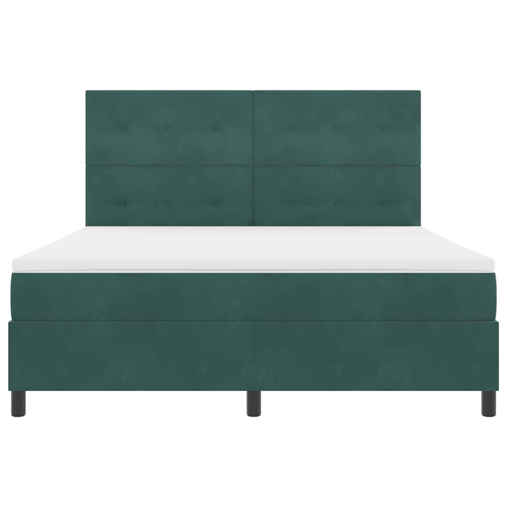 vidaXL Łóżko sprężynowe z materacem Ciemna zieleń 180 x 200 cm Aksamit
