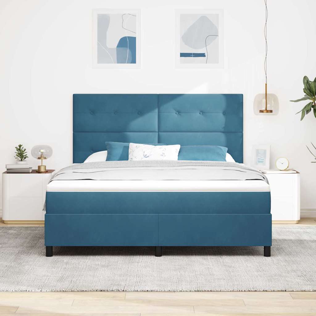 vidaXL Łóżko sprężynowe Ciemnoniebieski 180 x 200 cm Aksamit
