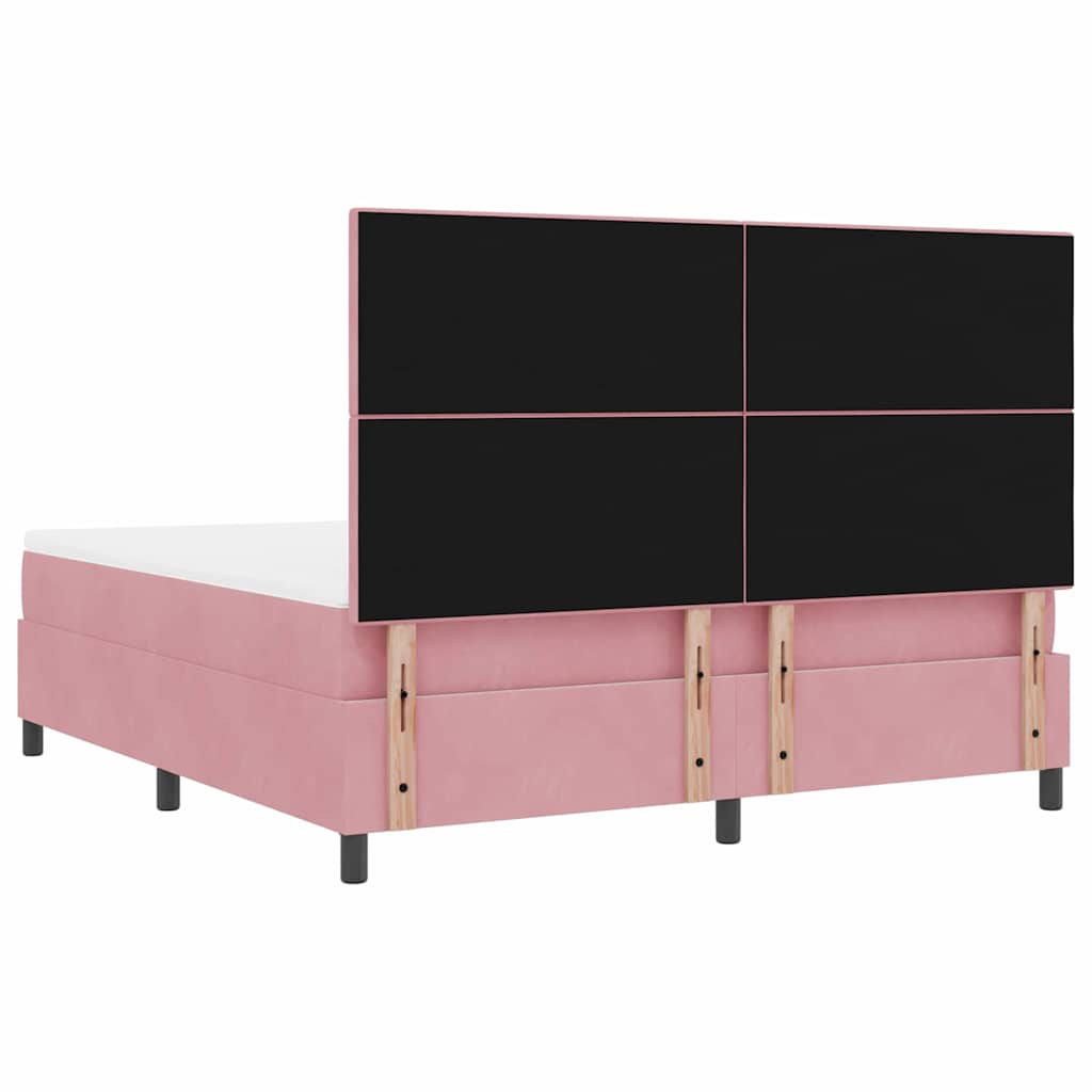 vidaXL Łóżko sprężynowe z materacem Różowy 180 x 200 cm Aksamit