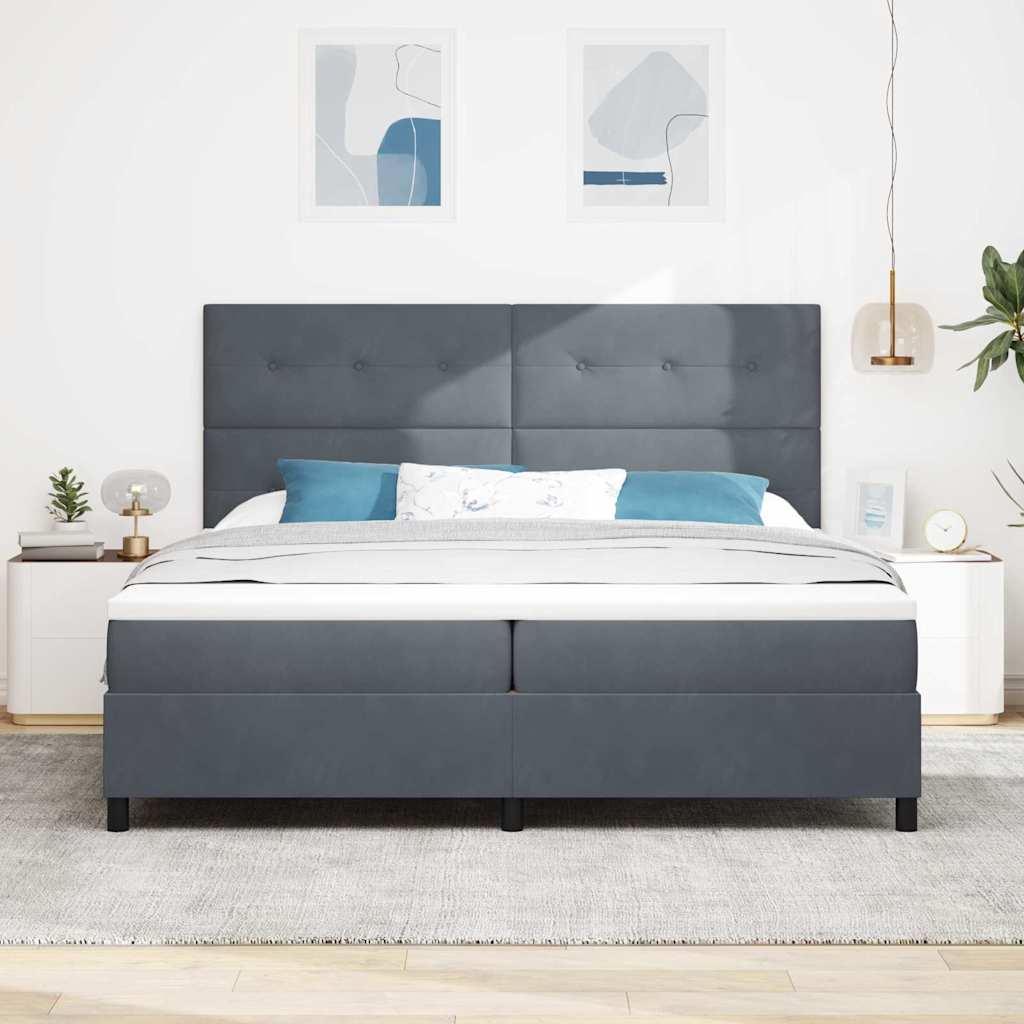 vidaXL Łóżko sprężynowe z materacem Ciemnoszary 200 x 200 cm Aksamit