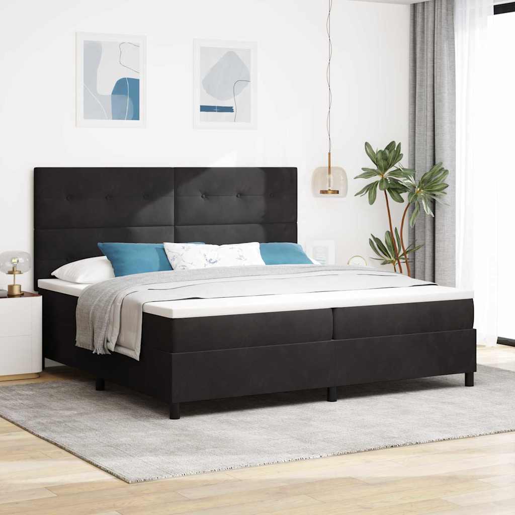 vidaXL Łóżko sprężynowe z materacem Czarny 200 x 200 cm Aksamit
