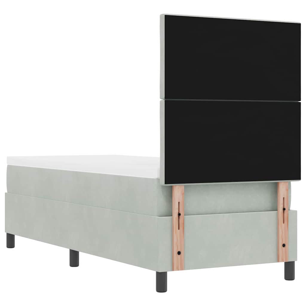 vidaXL Łóżko sprężynowe Z zagłówkiem Jasnoszary 80 x 200 cm Aksamit