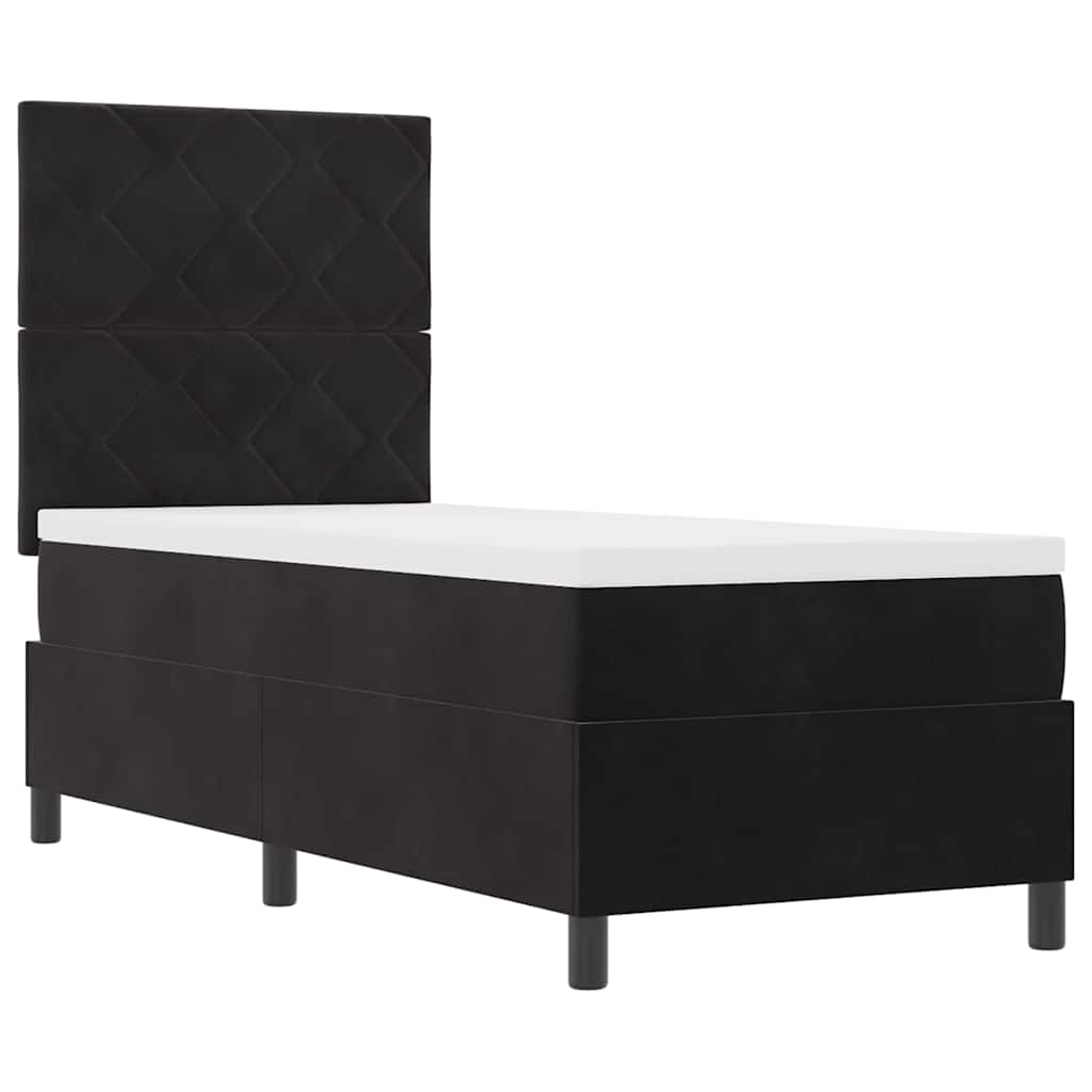 vidaXL Łóżko sprężynowe Z zagłówkiem Czarny 80 x 200 cm Aksamit