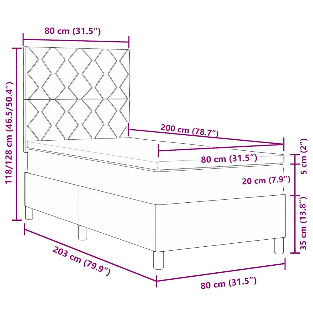 vidaXL Łóżko sprężynowe Z zagłówkiem Ciemna zieleń 80 x 200 cm Aksamit