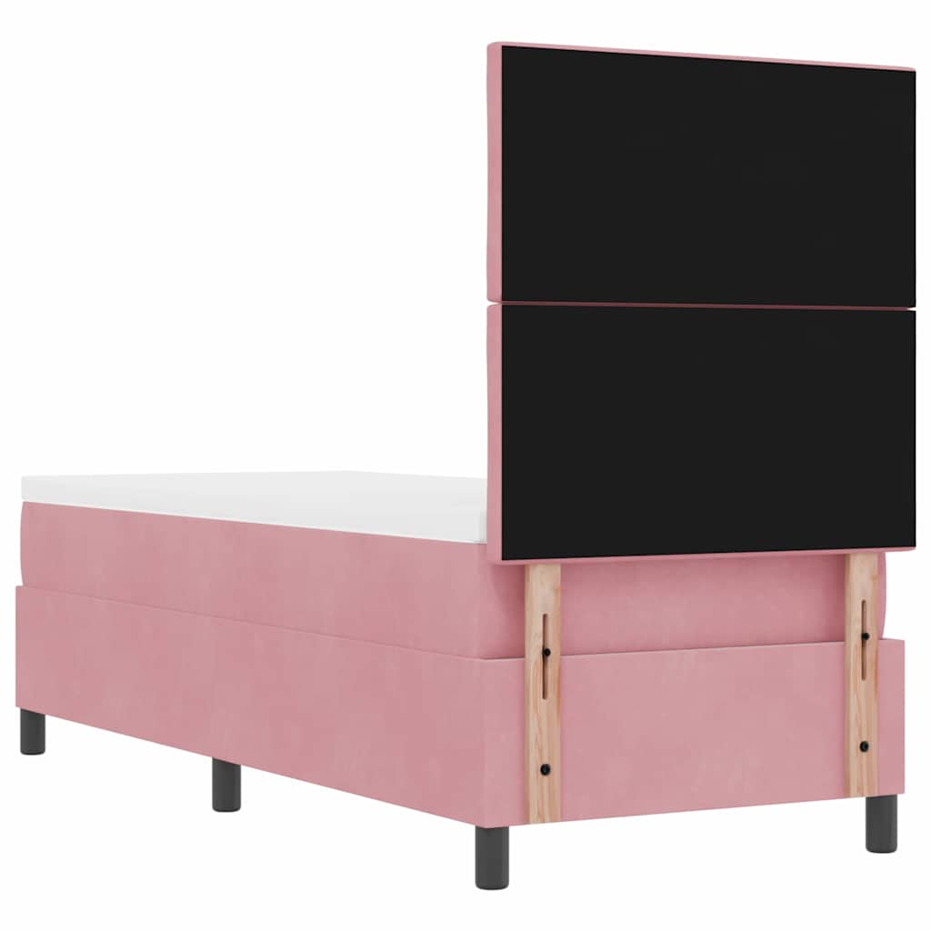 vidaXL Łóżko sprężynowe z materacem Różowy 80 x 200 cm Aksamit