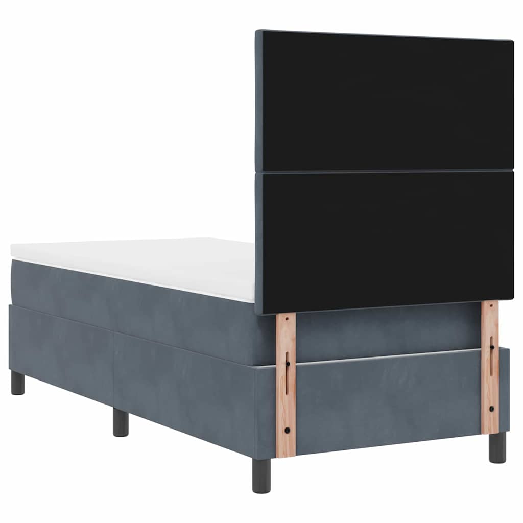 vidaXL Łóżko sprężynowe Z zagłówkiem Ciemnoszary 90 x 190 cm Aksamit