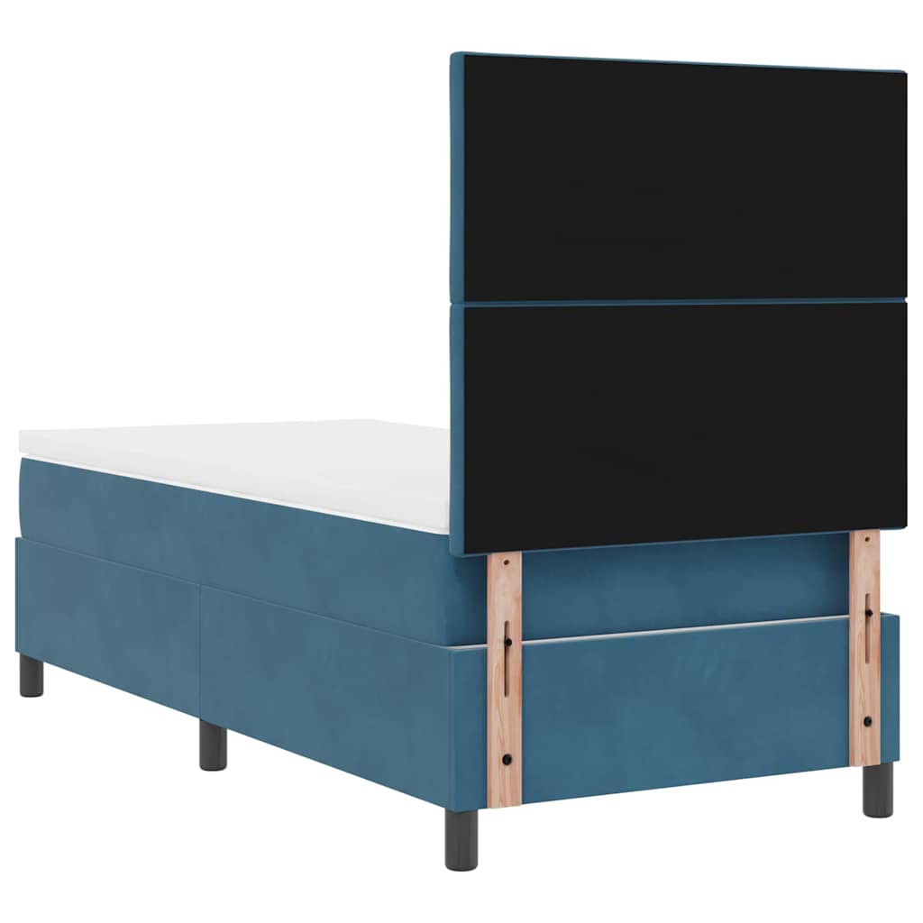 vidaXL Łóżko sprężynowe Ciemnoniebieski 90 x 190 cm Aksamit